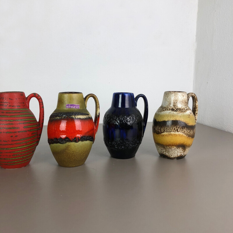 Set of 5 vintage vases Fat Lava "414-16" by Scheurich, Germany