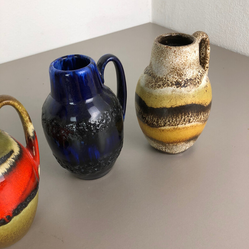 Set aus 5 Vintage Fat Lava Vasen "414-16" von Scheurich, Deutschland