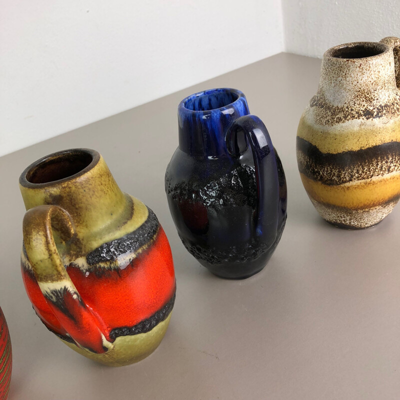 Set of 5 vintage vases Fat Lava "414-16" by Scheurich, Germany