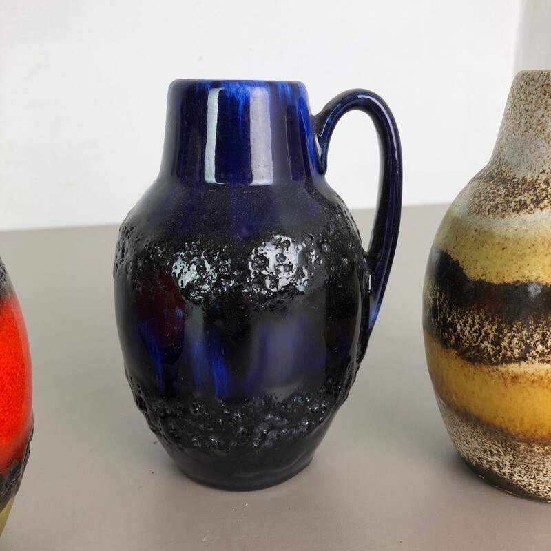Ensemble de 5 vases vintage Fat Lava "414-16" par Scheurich, Allemagne