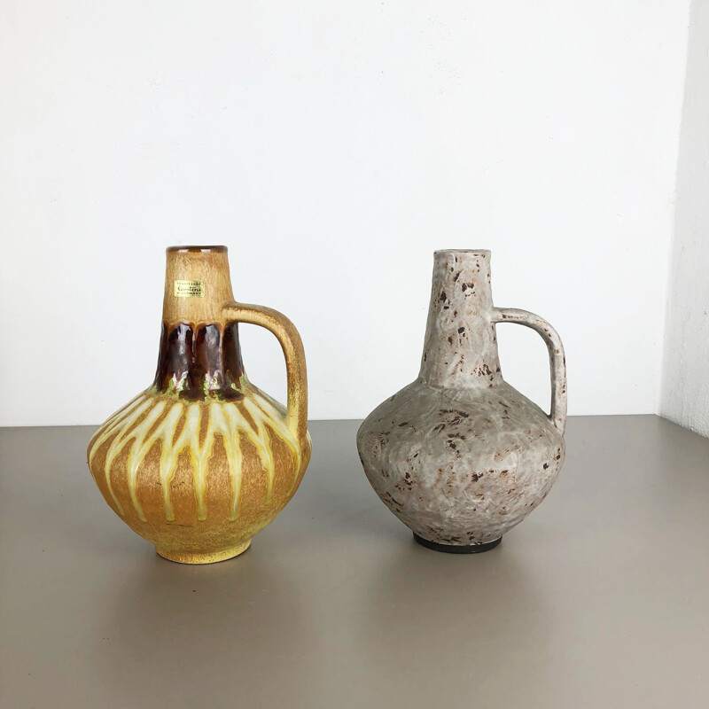Pareja de 2 jarrones de cerámica vintage de Heinz Siery para Carstens Tonnieshof, Alemania 1970