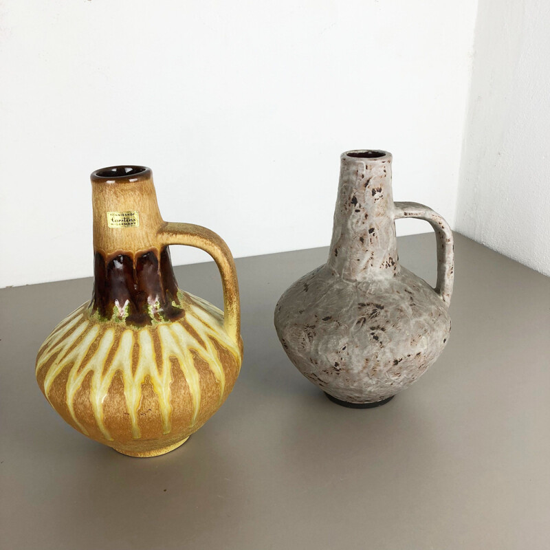 Pair of 2 vintage ceramic vases by Heinz Siery for Carstens Tonnieshof, Germany 1970