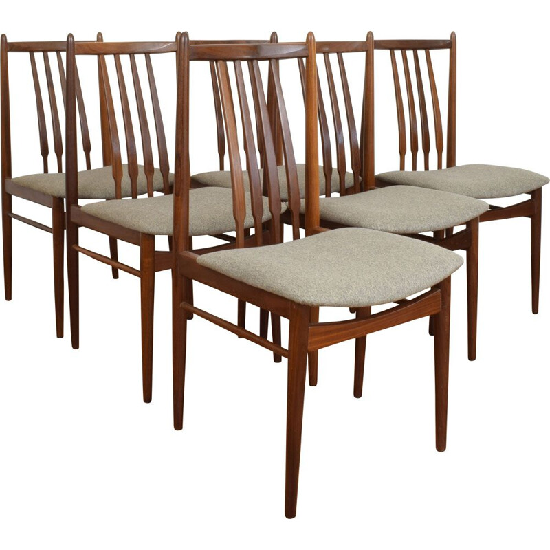 Set of 6 vintage teak dinning chairs, 1960s