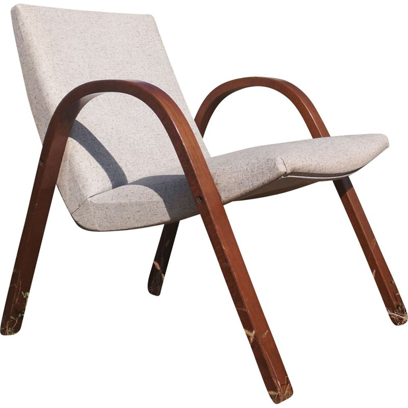 Vintage Bow Wood armchair in skai, Steiner, 1950
