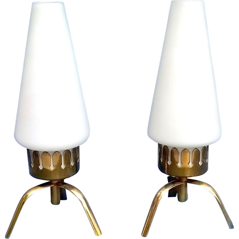 Set of 2 vintage small table lamps, Angelo Lelii, Italy, 1950s.