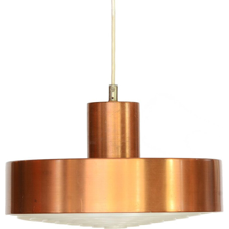 Vintage copper colored aluminium pendant light from ASEA. Sweden, 1960s