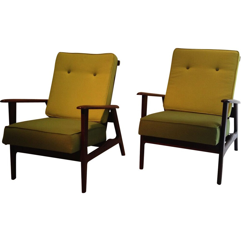Vintage pair of armchairs in teak, 1950s