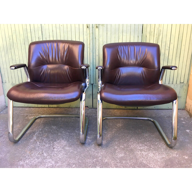 Vintage leather chair "Steelcase" , 1970s