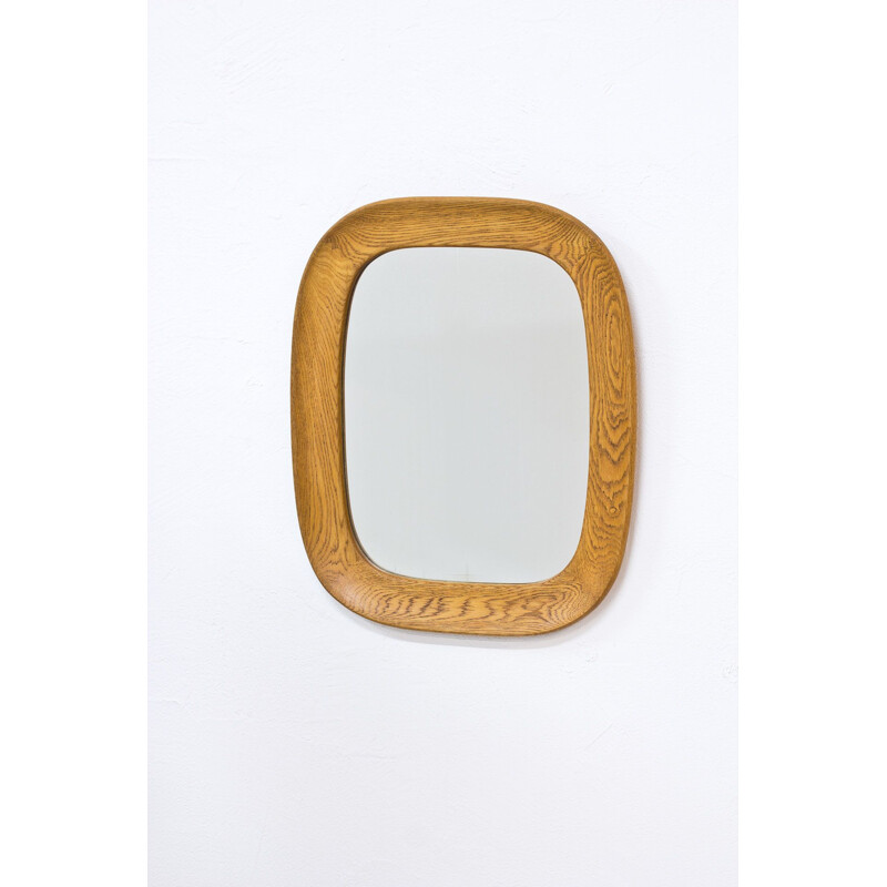 Vintage oak wall mirror by Per Argén for Fröseke, 1950s