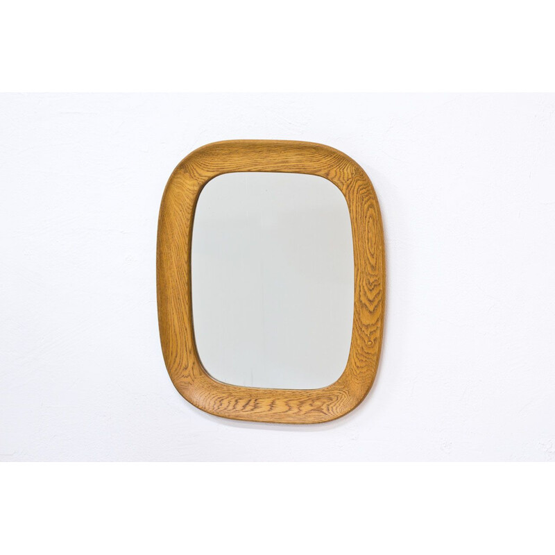 Vintage oak wall mirror by Per Argén for Fröseke, 1950s