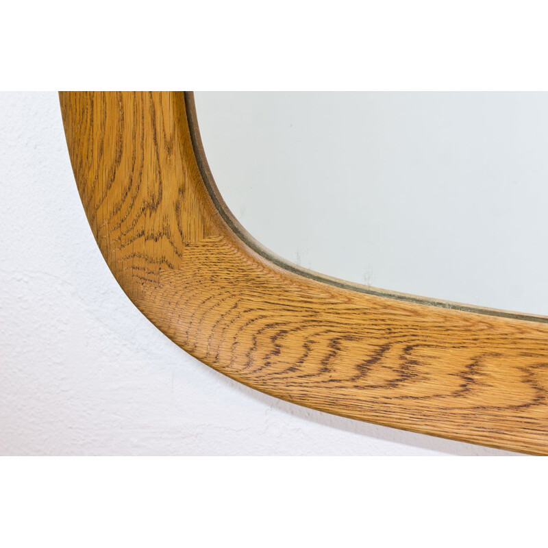 Vintage oak wall mirror by Per Argén for Fröseke, 1950s