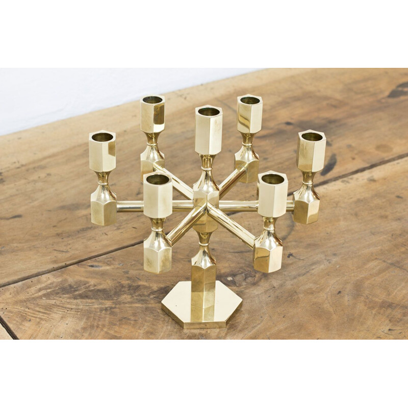 Vintage brass Candelabra by Lars Bergsten for Gusum, 1972