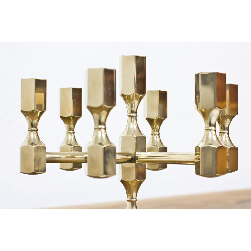 Vintage brass Candelabra by Lars Bergsten for Gusum, 1972