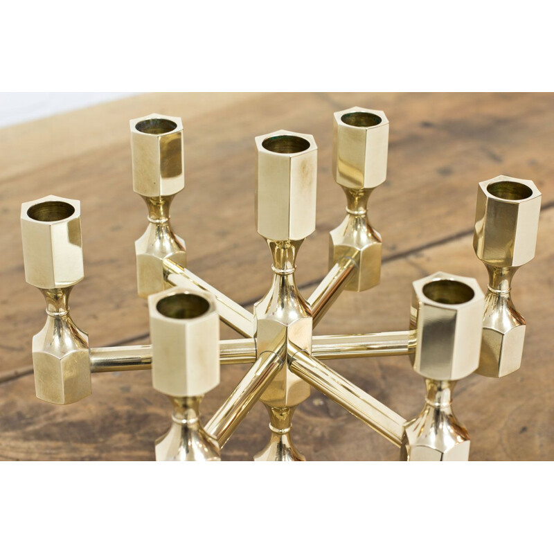 Vintage brass Candelabra by Lars Bergsten for Gusum, 1972