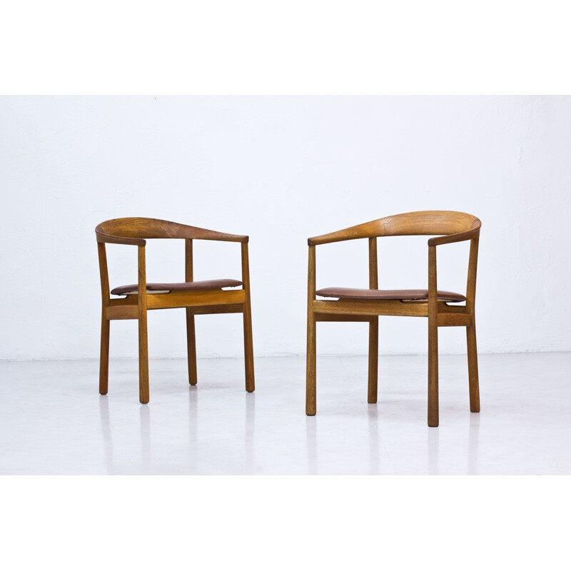 Set of 2 vintage oak "Tokyo" armchairs by Carl-Axel Acking, Sweden, 1959