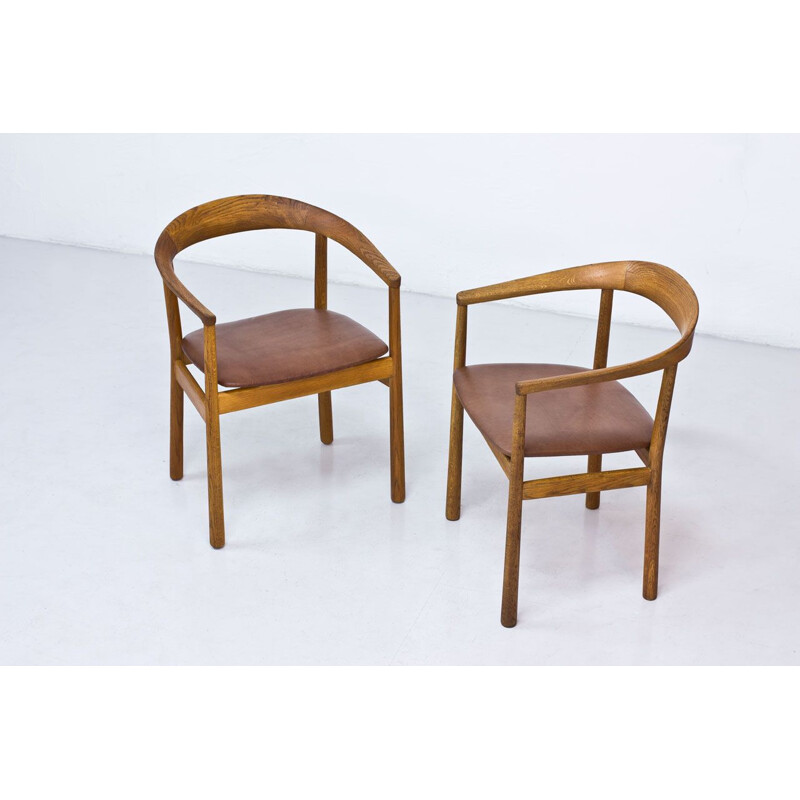 Set of 2 vintage oak "Tokyo" armchairs by Carl-Axel Acking, Sweden, 1959