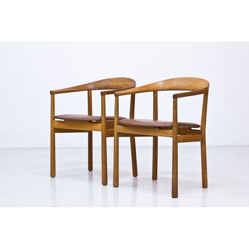 Set of 2 vintage oak "Tokyo" armchairs by Carl-Axel Acking, Sweden, 1959