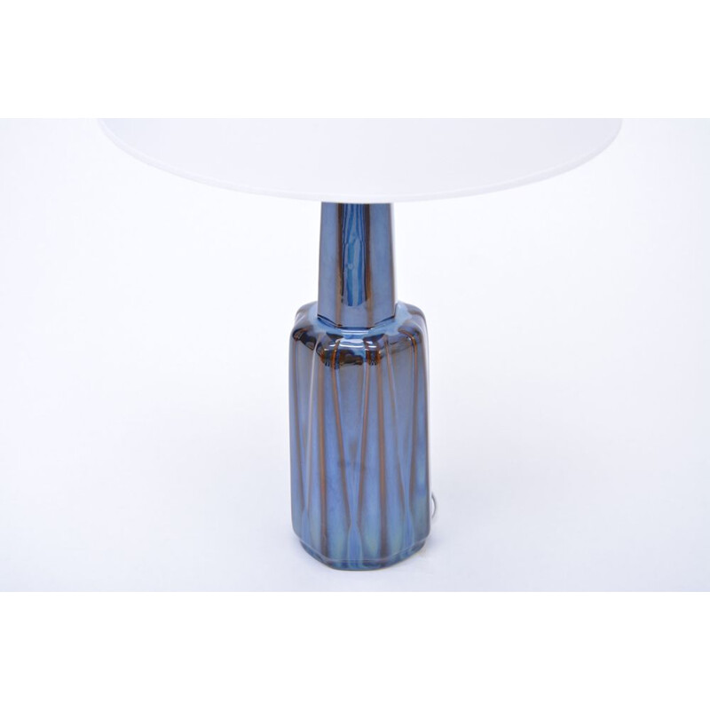 Vintage stoneware lamp model 1033 with blue ceramic glazing by Soholm