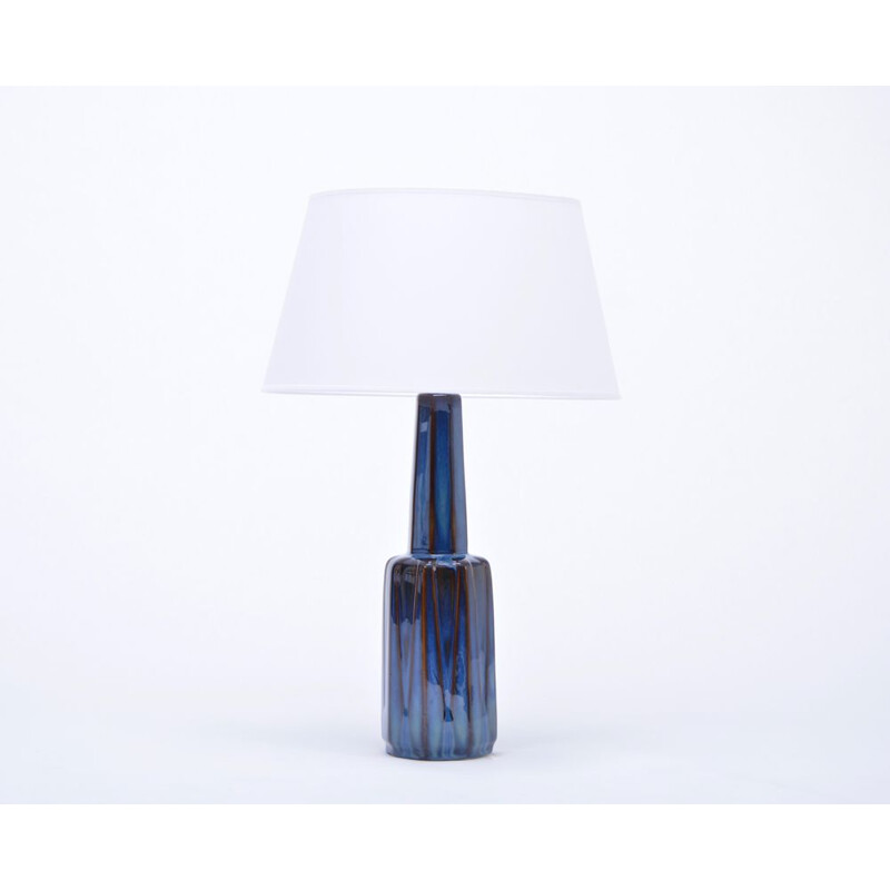 Vintage stoneware lamp model 1033 with blue ceramic glazing by Soholm