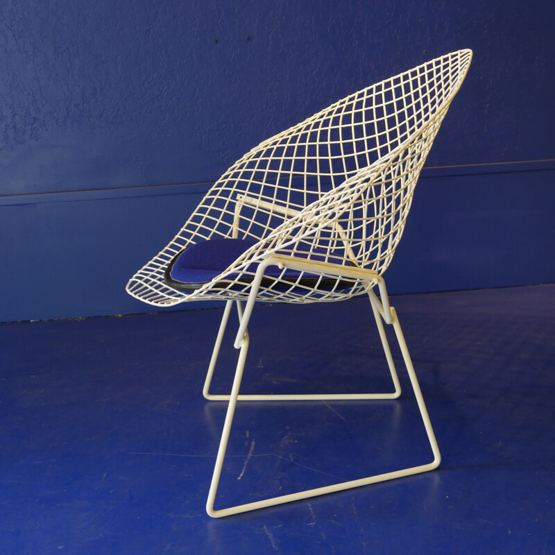 Vintage armchair in powder-coated metal and wool "Diamond" by Harry BERTOIA, 1972