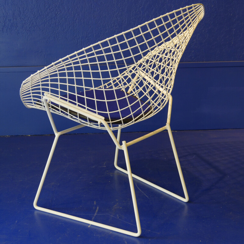 Vintage armchair in powder-coated metal and wool "Diamond" by Harry BERTOIA, 1972