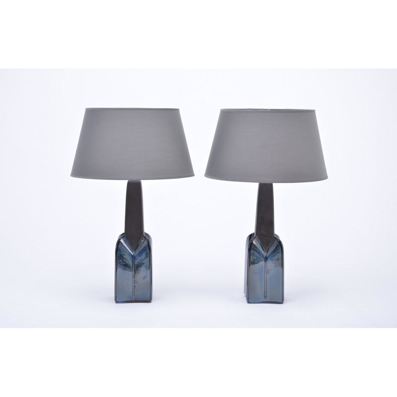 Pair of 2 vintage stoneware lamp model 1029 by Einar Johansen for Soholm, 1960s