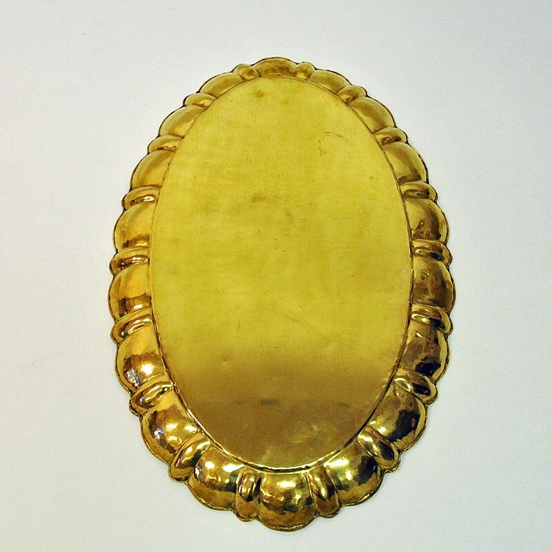 Vintage brass tray by Lars Holmström, Sweden, 1950s