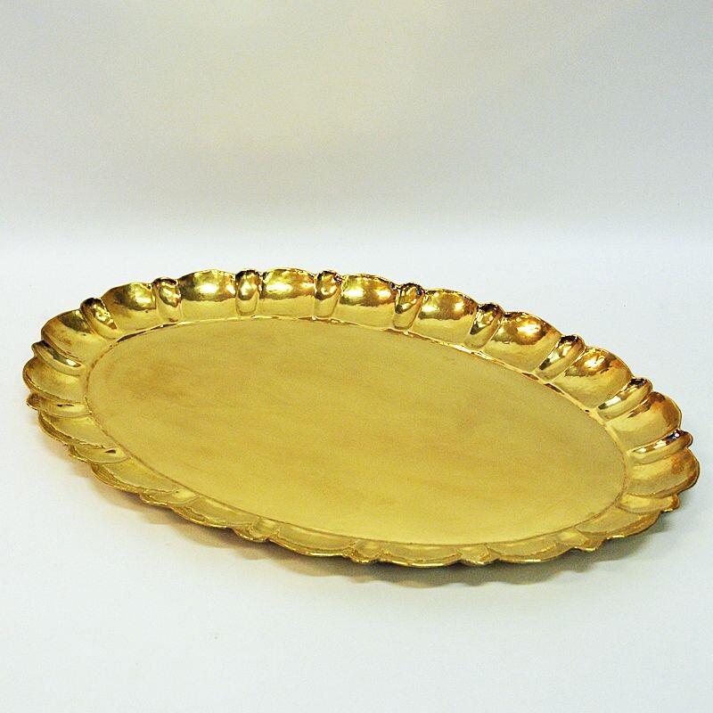 Vintage brass tray by Lars Holmström, Sweden, 1950s