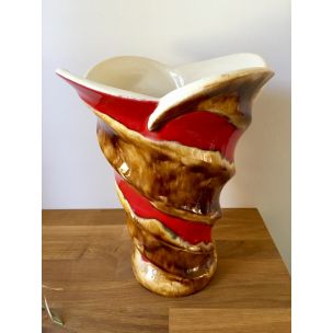 Vintage Emailed Ceramic Vase by BAUDIN