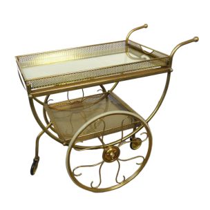 Vintage Brass Serving Bar Cart by Josef Frank for Svenskt Tenn, Sweden, 1950s