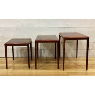 3 vintage rosewood coffe tables by Johannes Andersen for Silkeborg Denmark 1960