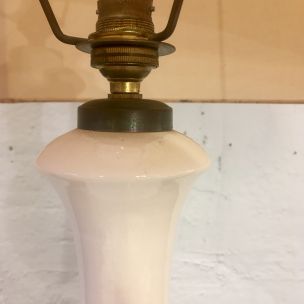 Grande lampe vintage en céramique blanche, France, 1960