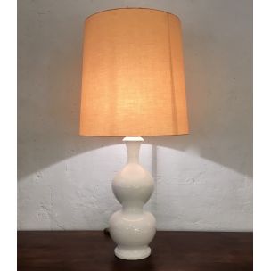 Large vintage lamp in white ceramic, France, 1960s