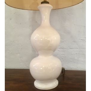 Grande lampe vintage en céramique blanche, France, 1960
