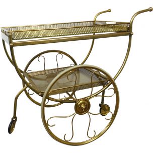 Vintage Brass Serving Bar Cart by Josef Frank for Svenskt Tenn, Sweden, 1950s