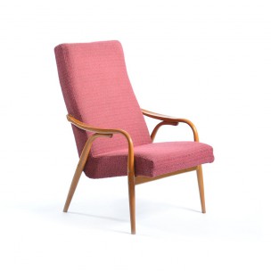 Paire de fauteuils vintage en bois et tissu - 1960