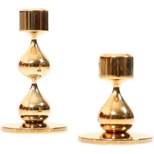 Pair of 2 gilded vintage candlesticks by Hugo Asmussen, Denmark, 1960s