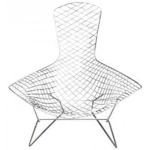 Vintage armchair "Bird" metallic grey, Harry BERTOIA - 1960s