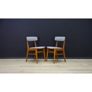 Set of 2 vintage beech wood chairs, Denmark, 1960-70s