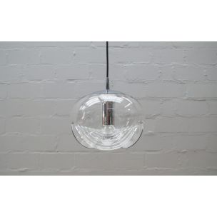 Vintage clear glass pendant lamp by Koch & Lowy for Peill & Putzler, Germany 1970