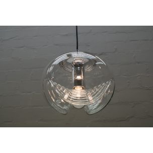 Vintage clear glass suspension by Koch & Lowy for Peill & Putzler, Alemanha 1970