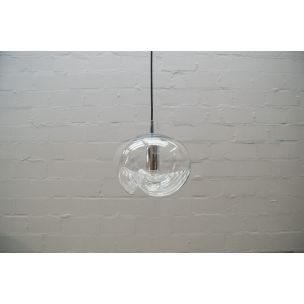 Vintage clear glass pendant lamp by Koch & Lowy for Peill & Putzler, Germany 1970