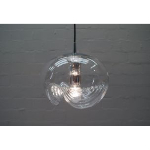 Vintage clear glass pendant lamp by Koch & Lowy for Peill & Putzler, Germany 1970