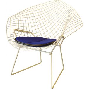 Vintage armchair in powder-coated metal and wool "Diamond" by Harry BERTOIA, 1972