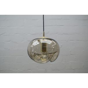 Vintage smoked glass pendant lamp by Koch & Lowy for Peill & Putzler, Germany 1960