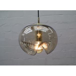 Vintage smoked glass pendant lamp by Koch & Lowy for Peill & Putzler, Germany 1960