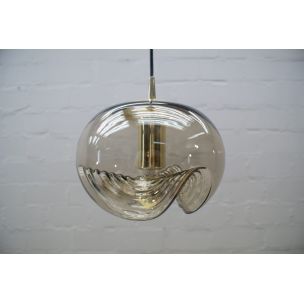 Vintage smoked glass pendant lamp by Koch & Lowy for Peill & Putzler, Germany 1960