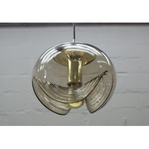Vintage smoked glass pendant lamp by Koch & Lowy for Peill & Putzler, Germany 1960