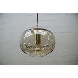 Vintage smoked glass pendant lamp by Koch & Lowy for Peill & Putzler, Germany 1960