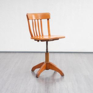 Vintage adjustable desk chair in solid beech, 1950s